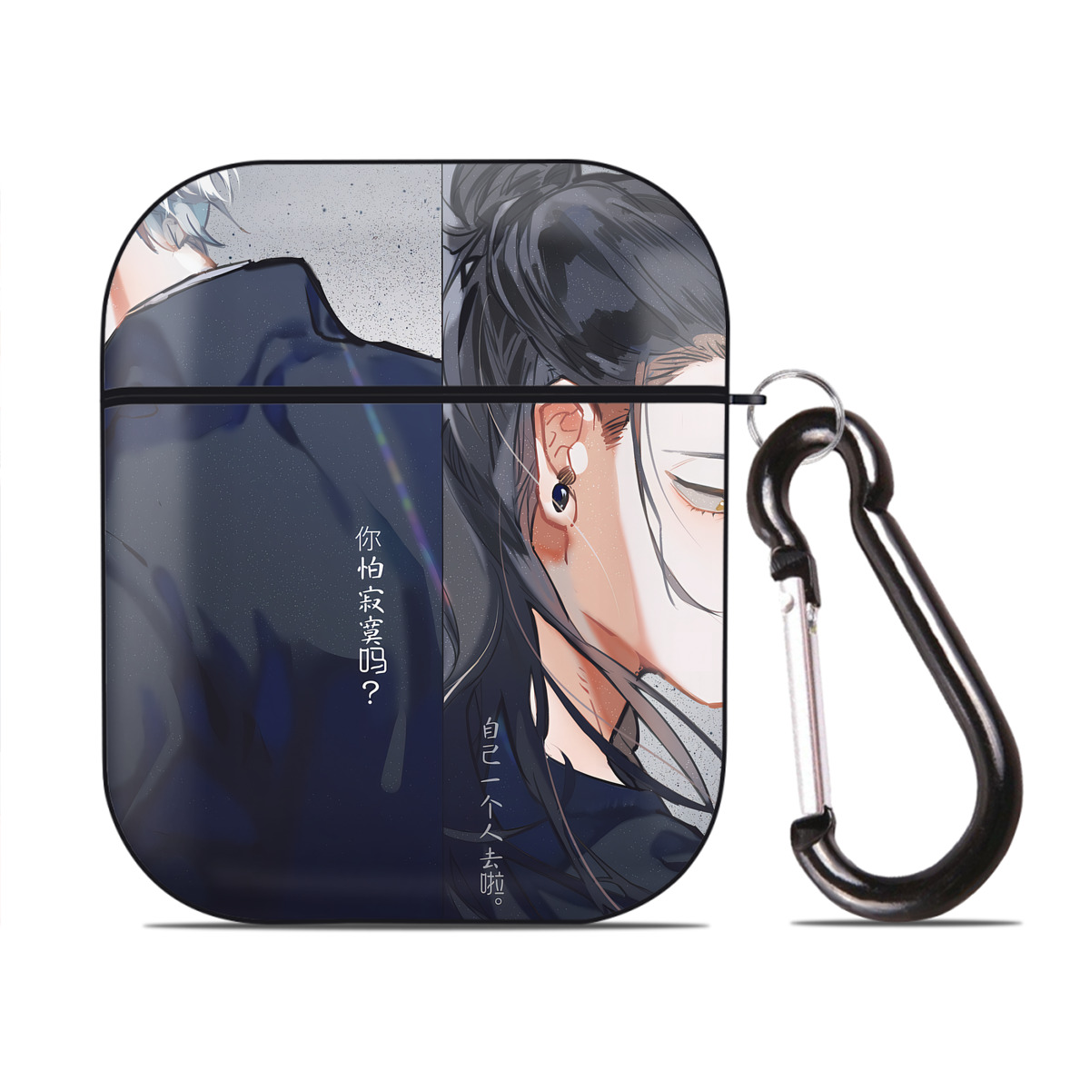 （画像用） 呪術廻戦 Jujutsu Kaisen AirPods 第2世代保護ケース ハードシェル ブラック 耐衝撃・防指紋・カラビナ付き