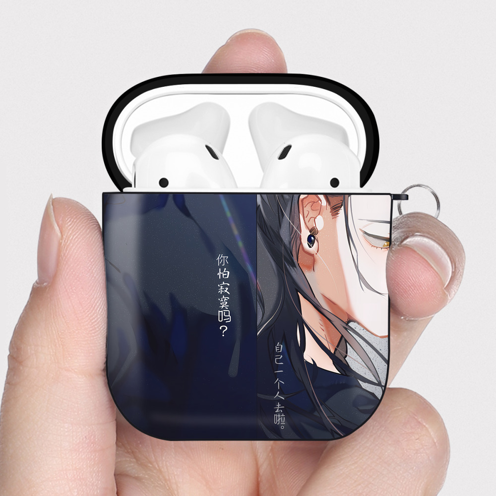 （画像用） 呪術廻戦 Jujutsu Kaisen AirPods 第2世代保護ケース ハードシェル ブラック 耐衝撃・防指紋・カラビナ付き