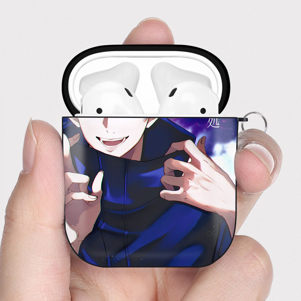 （画像用） 呪術廻戦 Jujutsu Kaisen AirPods 第2世代保護ケース ハードシェル ブラック 耐衝撃・防指紋・カラビナ付き