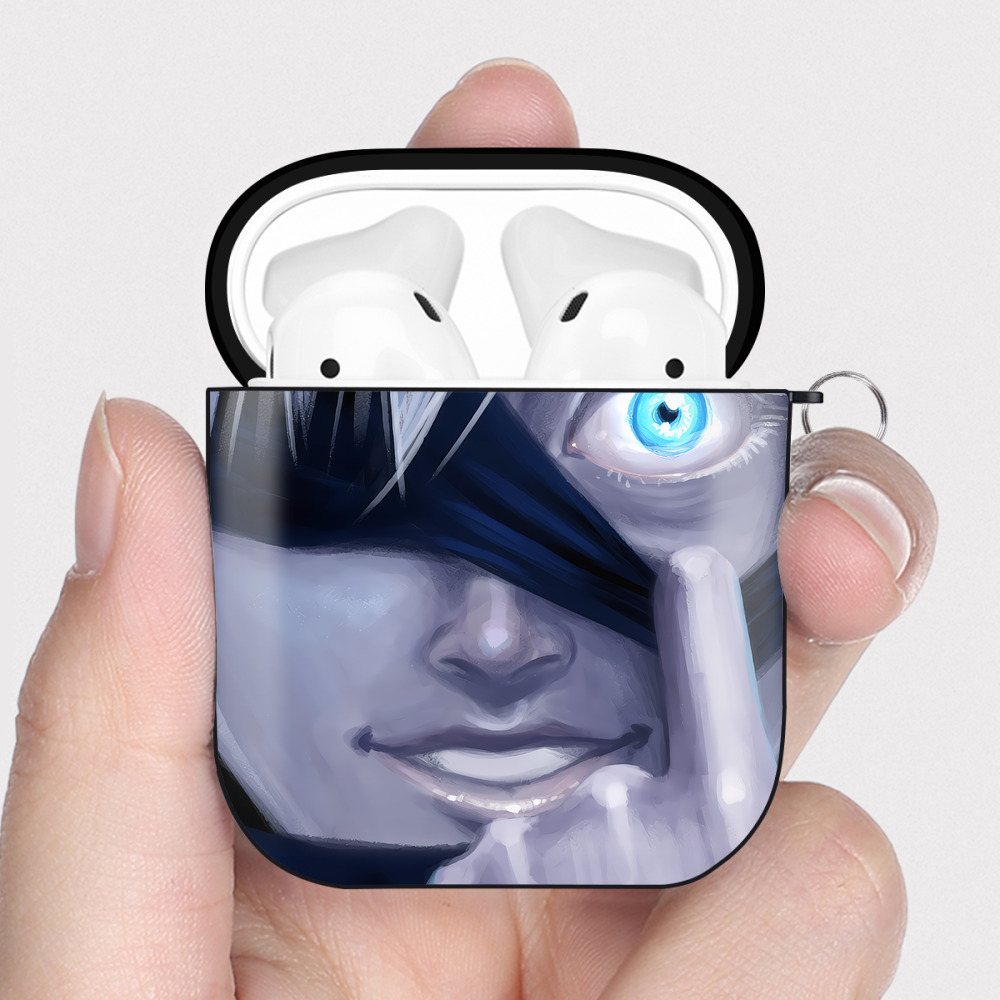 （画像用） 呪術廻戦 Jujutsu Kaisen AirPods 第2世代保護ケース ハードシェル ブラック 耐衝撃・防指紋・カラビナ付き