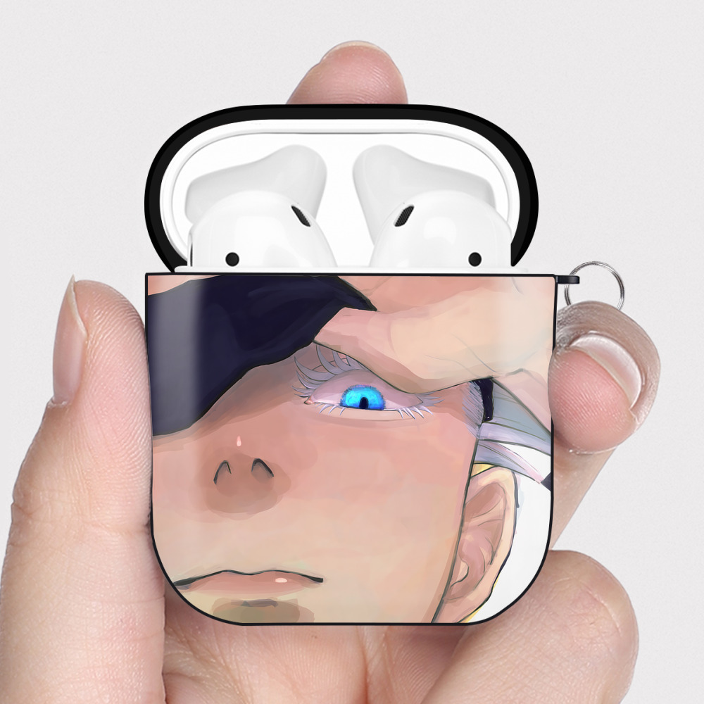（画像用） 呪術廻戦 Jujutsu Kaisen AirPods 第2世代保護ケース ハードシェル ブラック 耐衝撃・防指紋・カラビナ付き