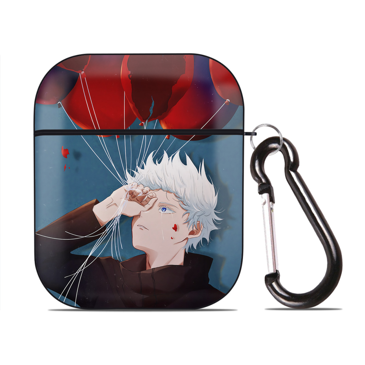 （画像用） 呪術廻戦 Jujutsu Kaisen AirPods 第2世代保護ケース ハードシェル ブラック 耐衝撃・防指紋・カラビナ付き