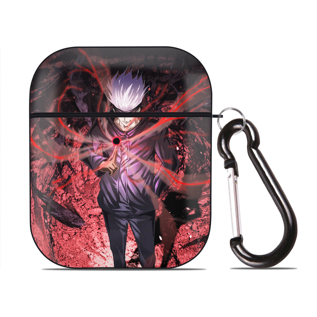 （画像用） 呪術廻戦 Jujutsu Kaisen AirPods 第2世代保護ケース ハードシェル ブラック 耐衝撃・防指紋・カラビナ付き