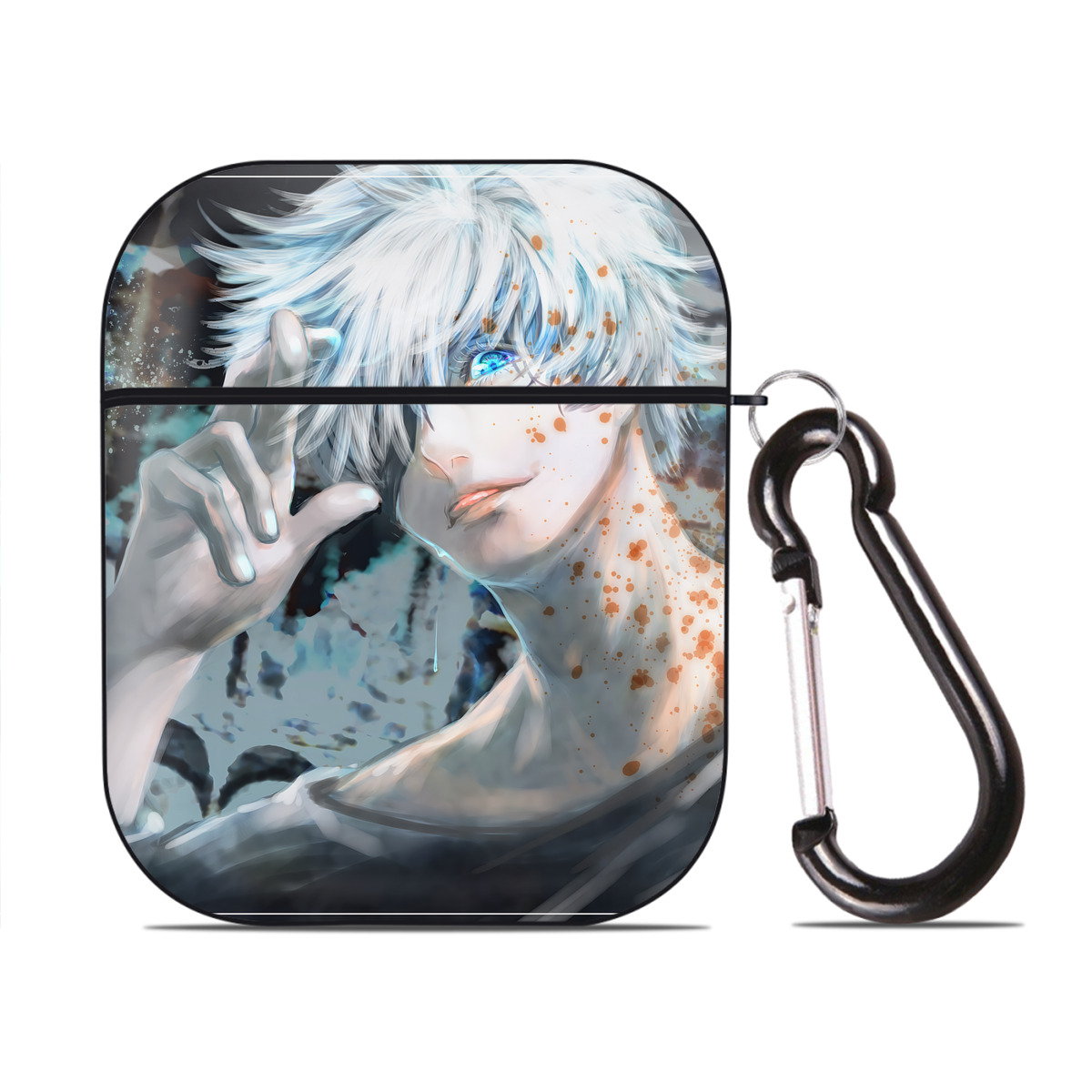 （画像用） 呪術廻戦 Jujutsu Kaisen AirPods 第2世代保護ケース ハードシェル ブラック 耐衝撃・防指紋・カラビナ付き