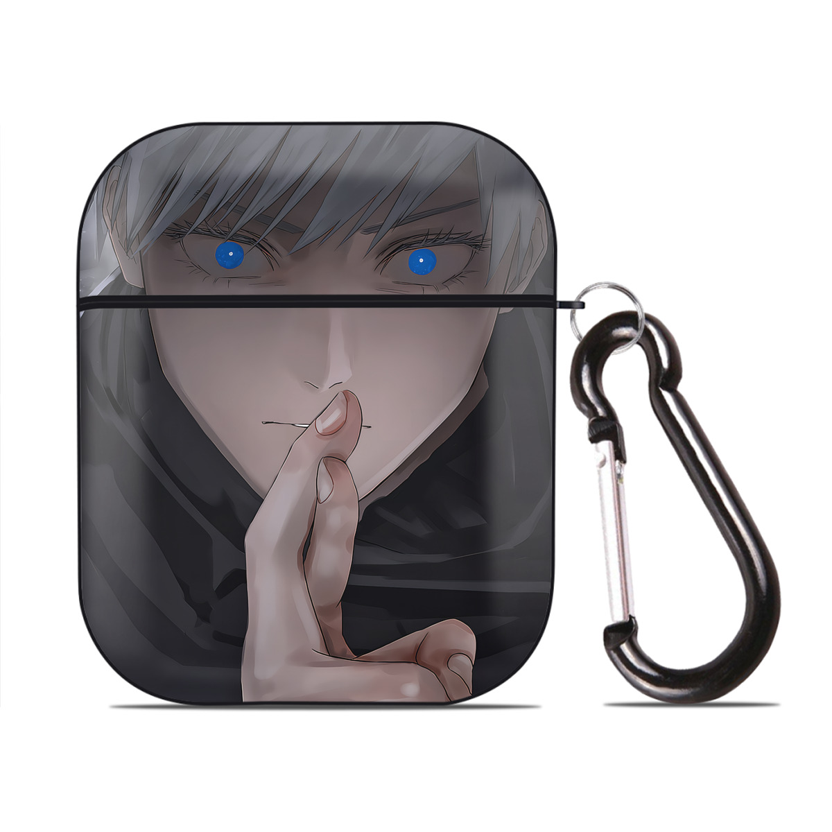 （画像用） 呪術廻戦 Jujutsu Kaisen AirPods 第2世代保護ケース ハードシェル ブラック 耐衝撃・防指紋・カラビナ付き