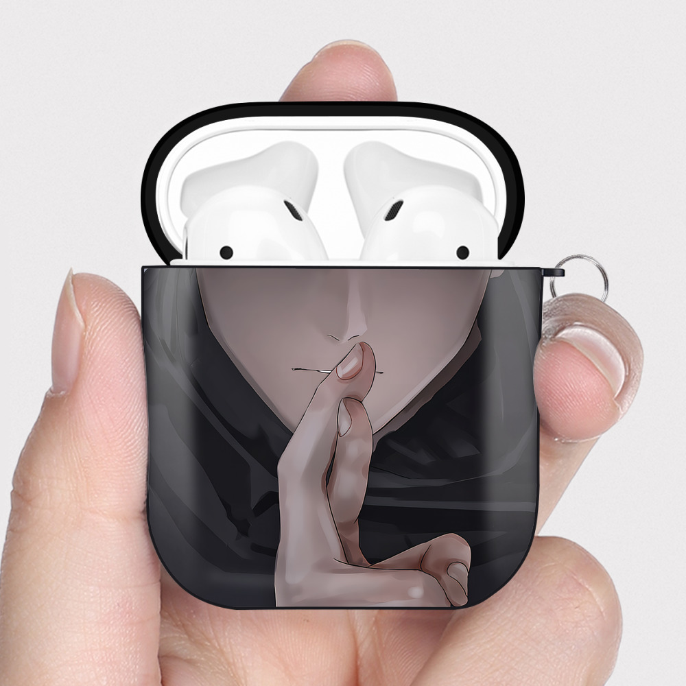 （画像用） 呪術廻戦 Jujutsu Kaisen AirPods 第2世代保護ケース ハードシェル ブラック 耐衝撃・防指紋・カラビナ付き