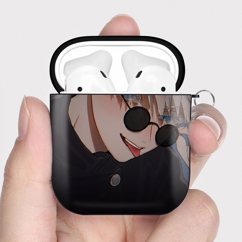 （画像用） 呪術廻戦 Jujutsu Kaisen AirPods 第2世代保護ケース ハードシェル ブラック 耐衝撃・防指紋・カラビナ付き