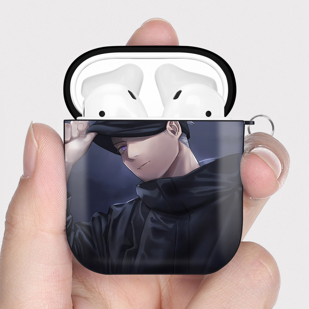 （画像用） 呪術廻戦 Jujutsu Kaisen AirPods 第2世代保護ケース ハードシェル ブラック 耐衝撃・防指紋・カラビナ付き