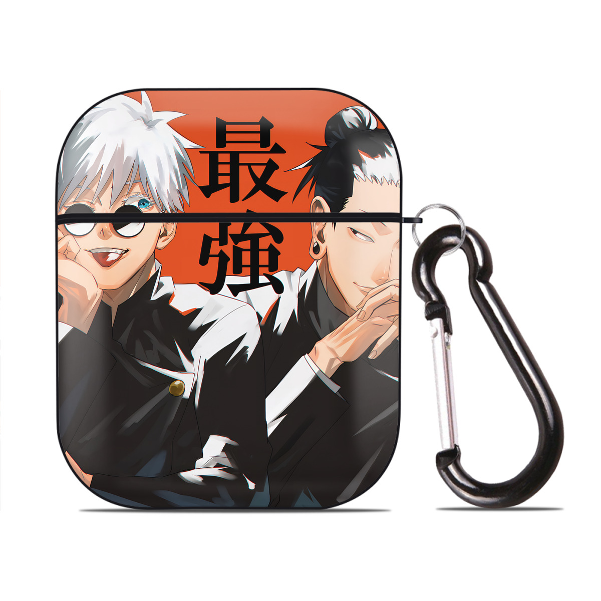 （画像用） 呪術廻戦 Jujutsu Kaisen AirPods 第2世代保護ケース ハードシェル ブラック 耐衝撃・防指紋・カラビナ付き