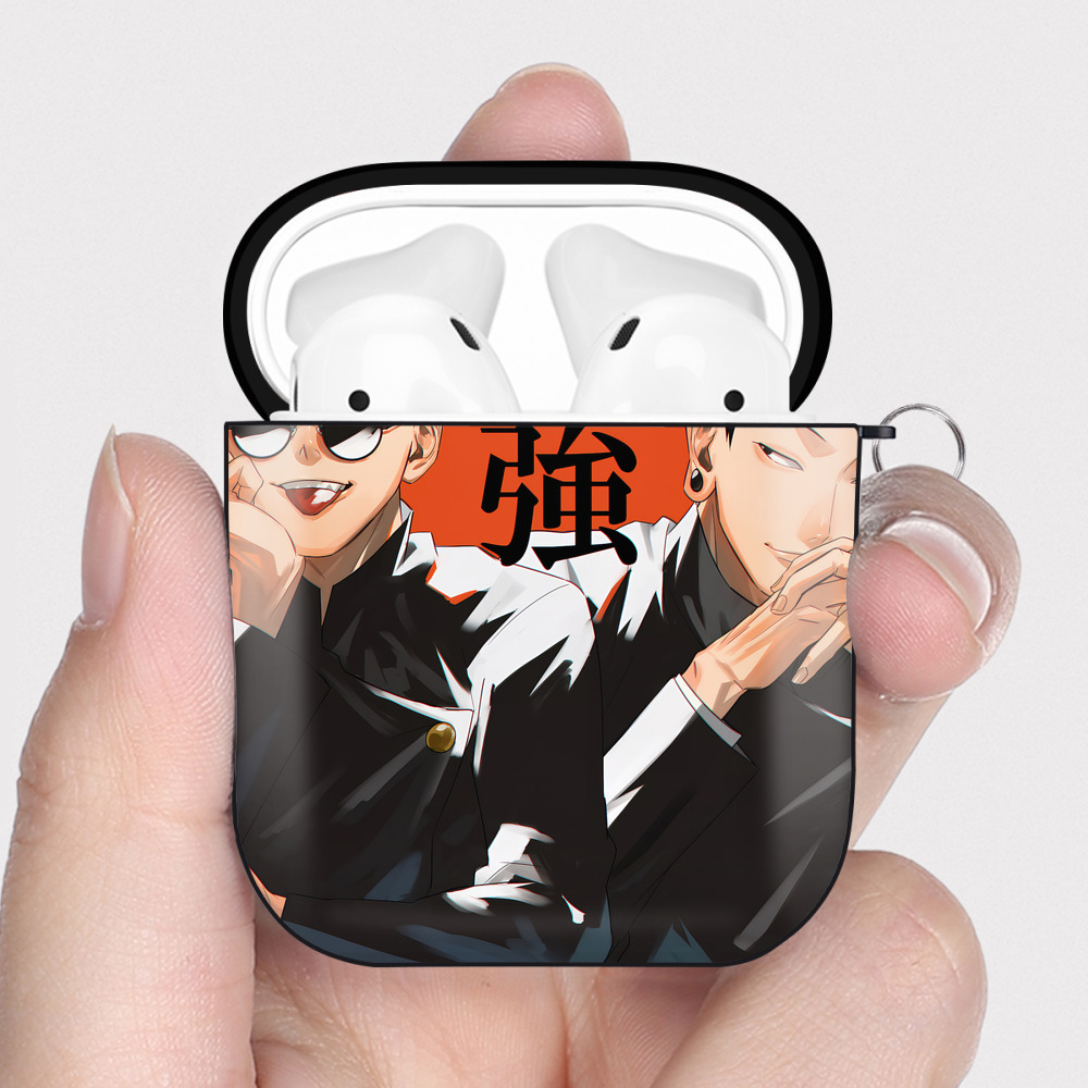 （画像用） 呪術廻戦 Jujutsu Kaisen AirPods 第2世代保護ケース ハードシェル ブラック 耐衝撃・防指紋・カラビナ付き