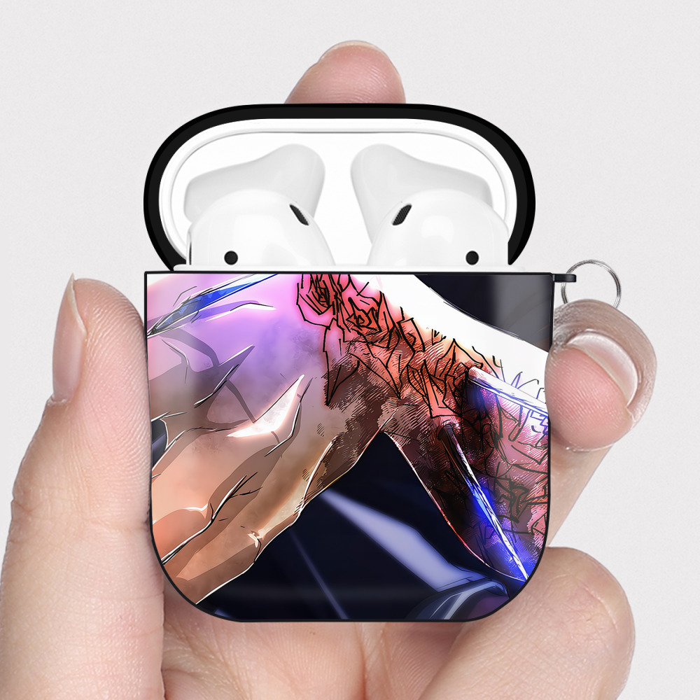 （画像用） 呪術廻戦 Jujutsu Kaisen AirPods 第2世代保護ケース ハードシェル ブラック 耐衝撃・防指紋・カラビナ付き