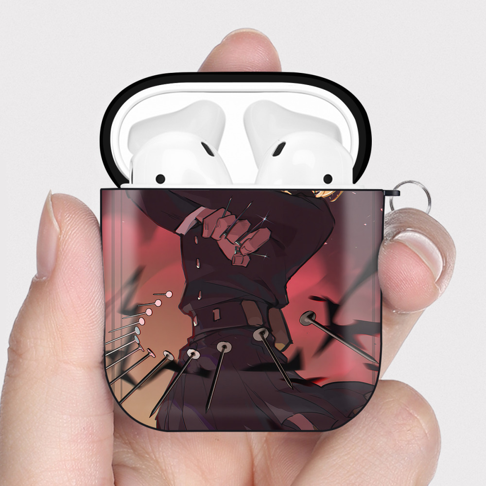 （画像用） 呪術廻戦 Jujutsu Kaisen AirPods 第2世代保護ケース ハードシェル ブラック 耐衝撃・防指紋・カラビナ付き