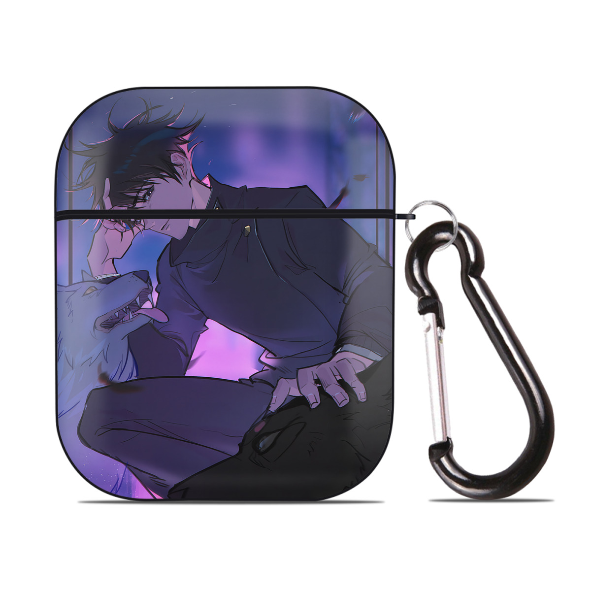 （画像用） 呪術廻戦 Jujutsu Kaisen AirPods 第2世代保護ケース ハードシェル ブラック 耐衝撃・防指紋・カラビナ付き