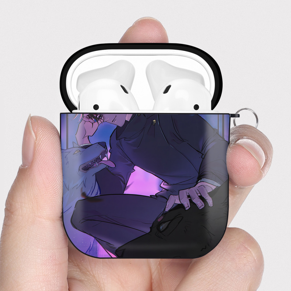 （画像用） 呪術廻戦 Jujutsu Kaisen AirPods 第2世代保護ケース ハードシェル ブラック 耐衝撃・防指紋・カラビナ付き