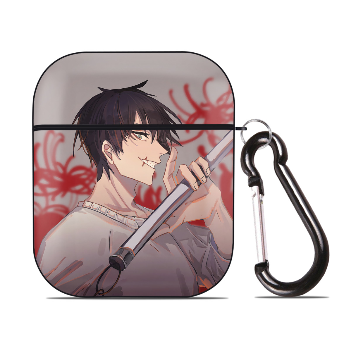 （画像用） 呪術廻戦 Jujutsu Kaisen AirPods 第2世代保護ケース ハードシェル ブラック 耐衝撃・防指紋・カラビナ付き