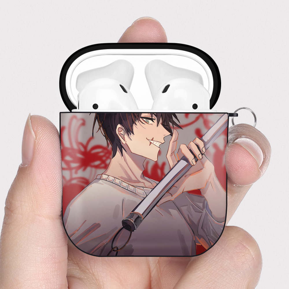 （画像用） 呪術廻戦 Jujutsu Kaisen AirPods 第2世代保護ケース ハードシェル ブラック 耐衝撃・防指紋・カラビナ付き