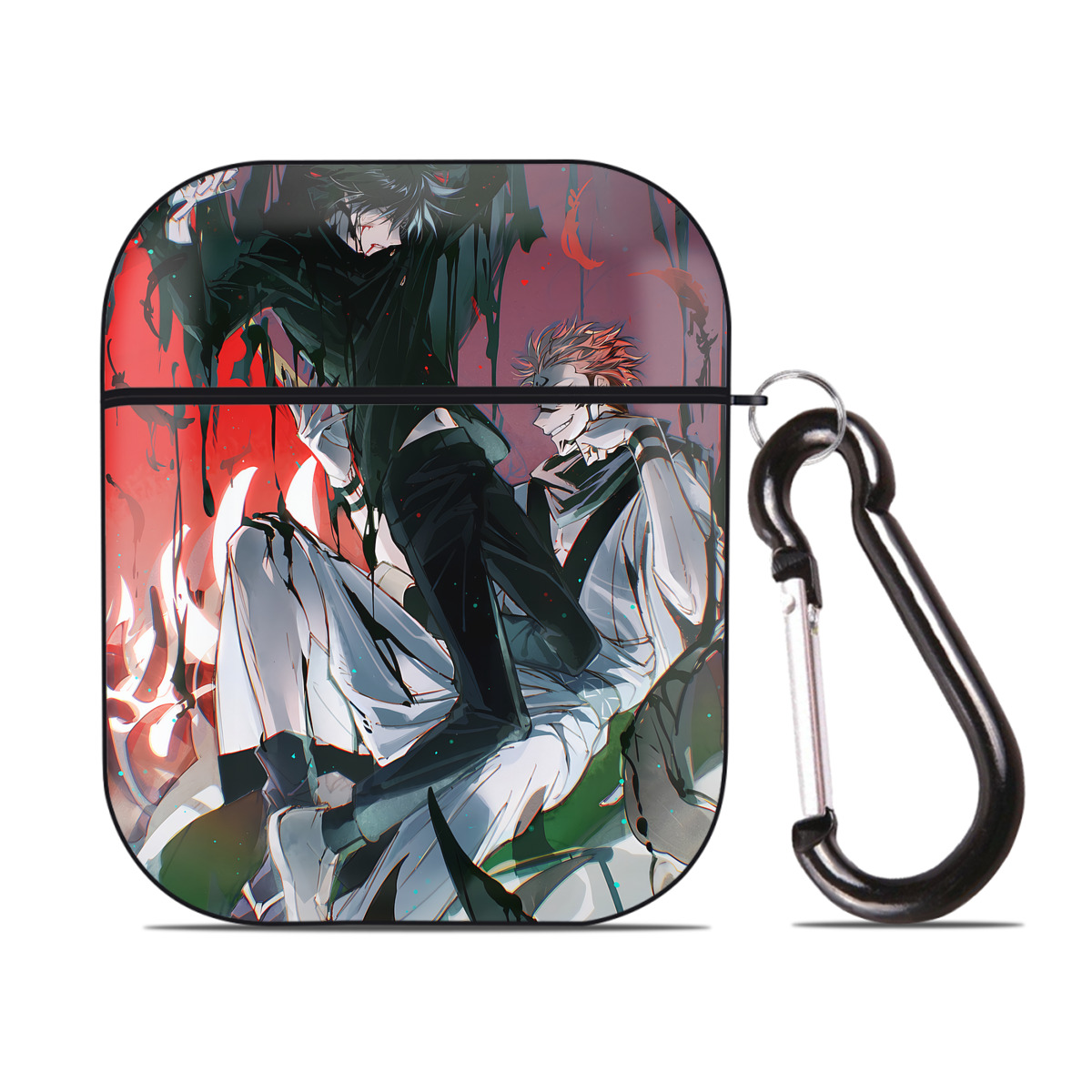 （画像用） 呪術廻戦 Jujutsu Kaisen AirPods 第2世代保護ケース ハードシェル ブラック 耐衝撃・防指紋・カラビナ付き