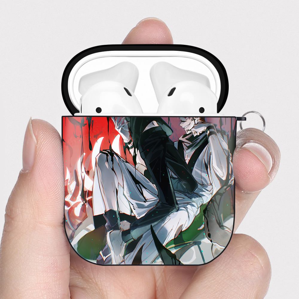 （画像用） 呪術廻戦 Jujutsu Kaisen AirPods 第2世代保護ケース ハードシェル ブラック 耐衝撃・防指紋・カラビナ付き