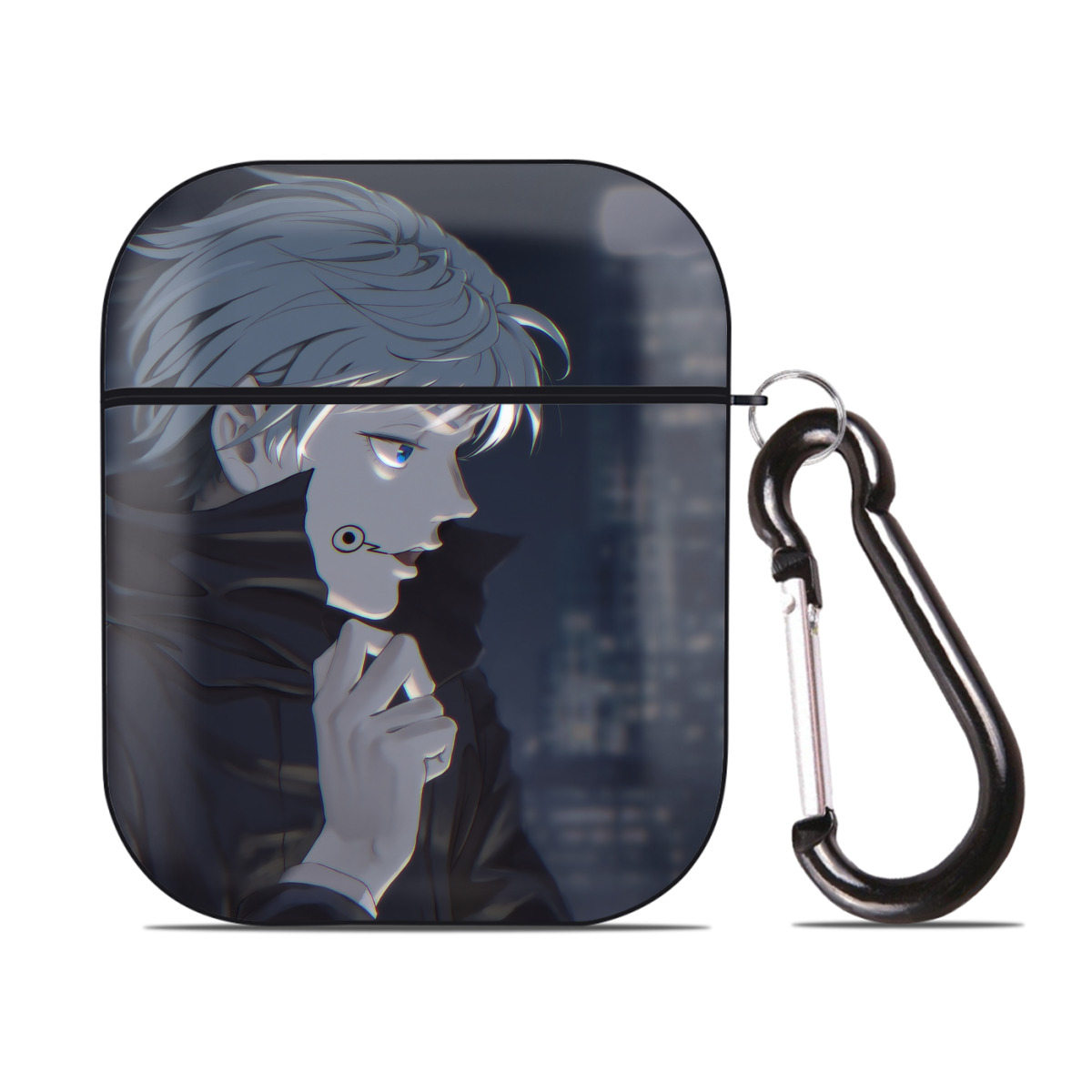 （画像用） 呪術廻戦 Jujutsu Kaisen AirPods 第2世代保護ケース ハードシェル ブラック 耐衝撃・防指紋・カラビナ付き