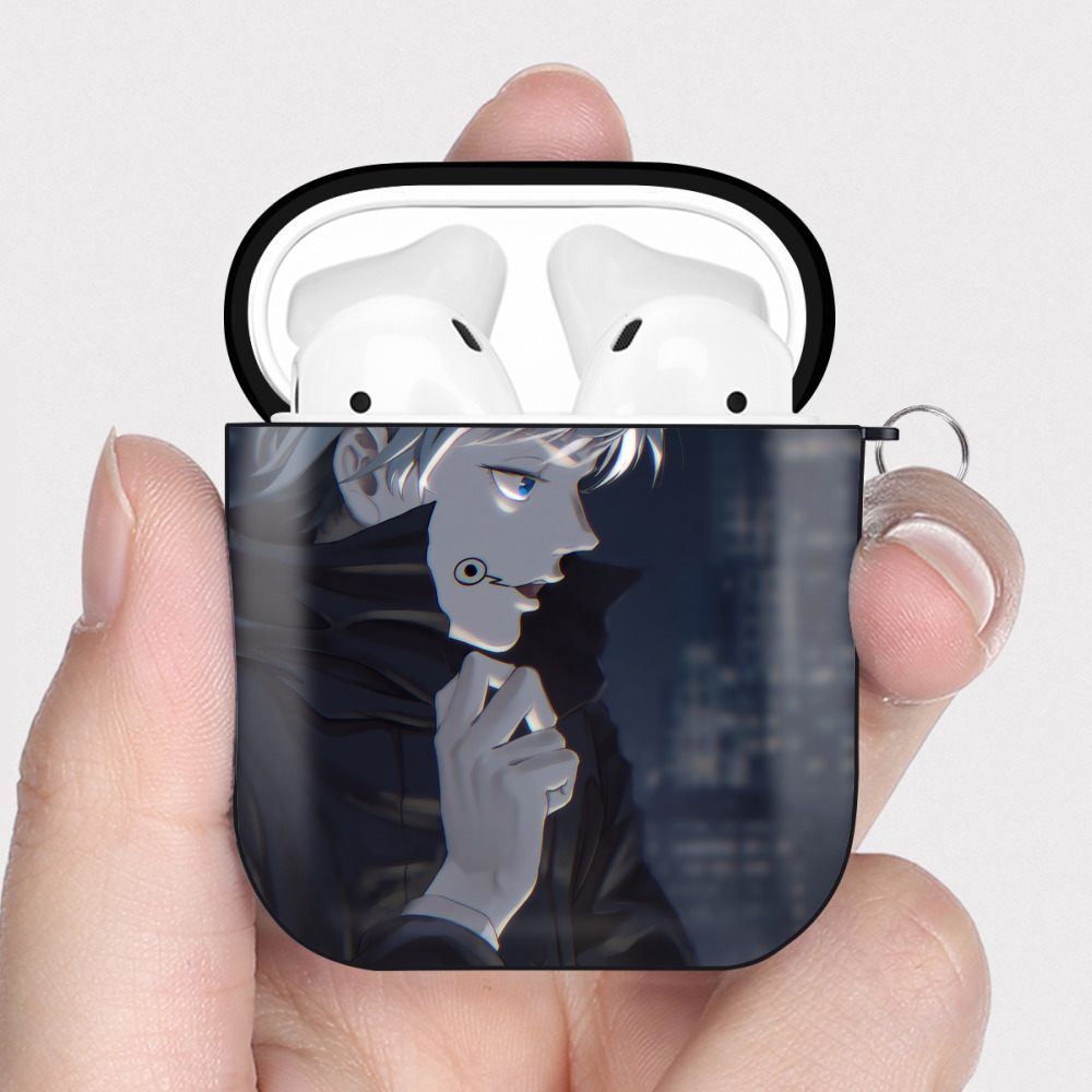 （画像用） 呪術廻戦 Jujutsu Kaisen AirPods 第2世代保護ケース ハードシェル ブラック 耐衝撃・防指紋・カラビナ付き