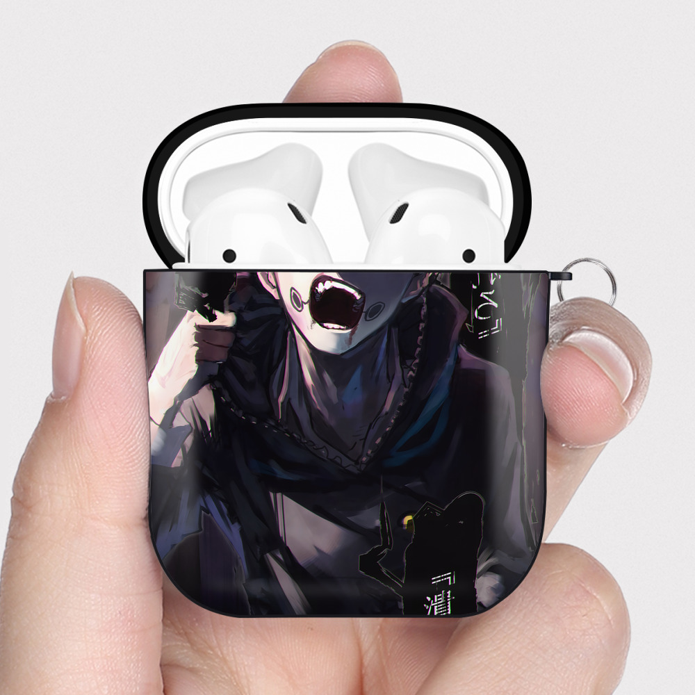 （画像用） 呪術廻戦 Jujutsu Kaisen AirPods 第2世代保護ケース ハードシェル ブラック 耐衝撃・防指紋・カラビナ付き