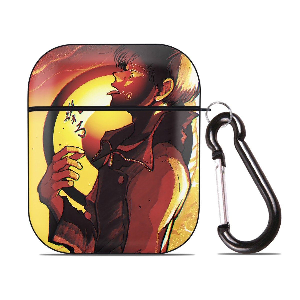 （画像用） 呪術廻戦 Jujutsu Kaisen AirPods 第2世代保護ケース ハードシェル ブラック 耐衝撃・防指紋・カラビナ付き