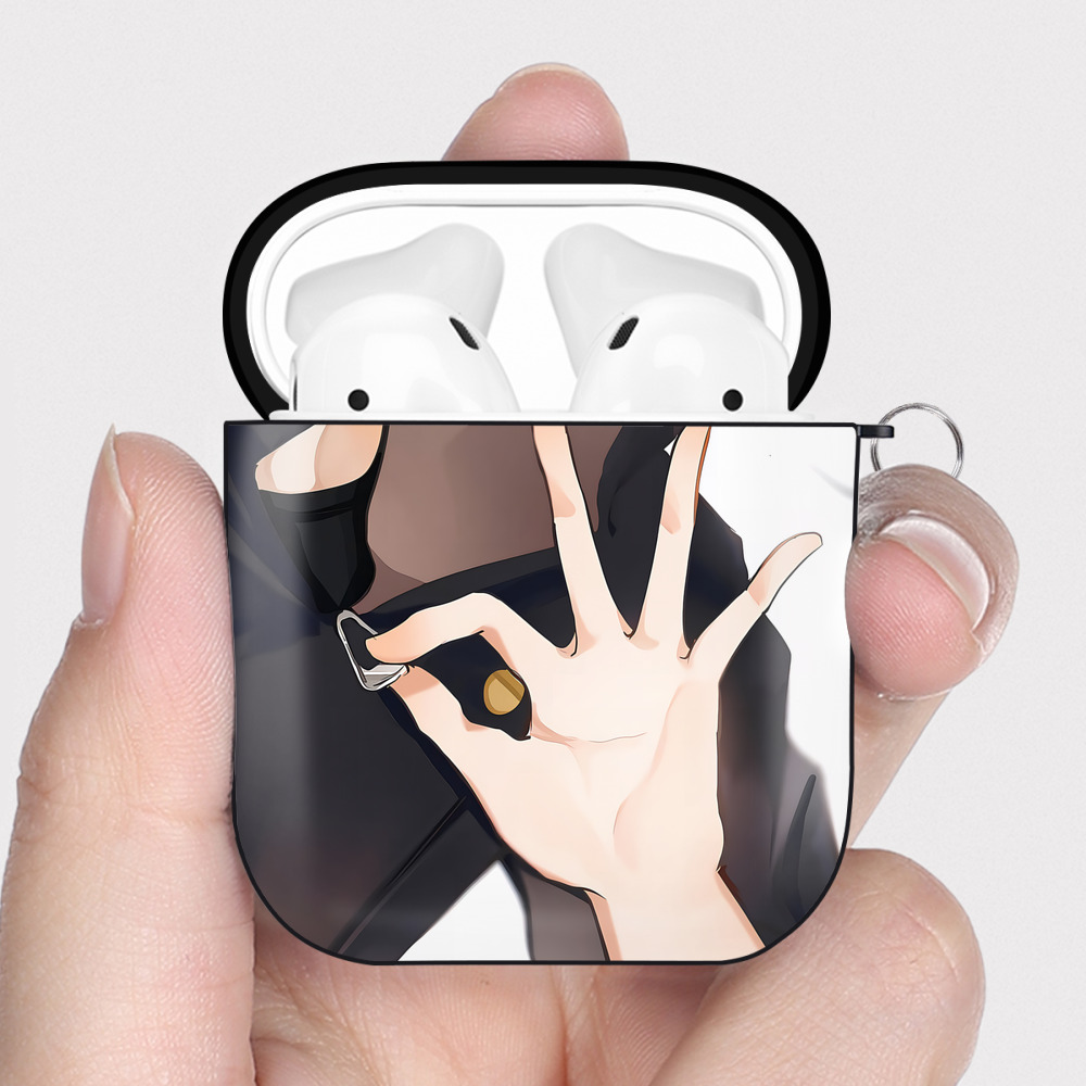 （画像用） 呪術廻戦 Jujutsu Kaisen AirPods 第2世代保護ケース ハードシェル ブラック 耐衝撃・防指紋・カラビナ付き