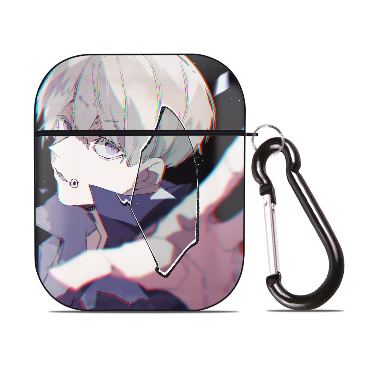 （画像用） 呪術廻戦 Jujutsu Kaisen AirPods 第2世代保護ケース ハードシェル ブラック 耐衝撃・防指紋・カラビナ付き