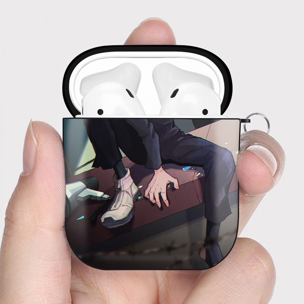（画像用） 呪術廻戦 Jujutsu Kaisen AirPods 第2世代保護ケース ハードシェル ブラック 耐衝撃・防指紋・カラビナ付き