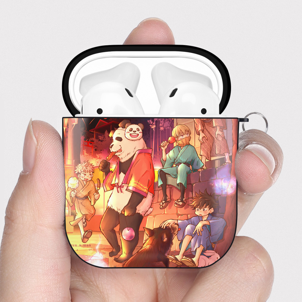 （画像用） 呪術廻戦 Jujutsu Kaisen AirPods 第2世代保護ケース ハードシェル ブラック 耐衝撃・防指紋・カラビナ付き