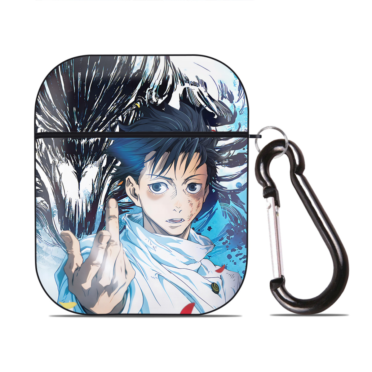 （画像用） 呪術廻戦 Jujutsu Kaisen AirPods 第2世代保護ケース ハードシェル ブラック 耐衝撃・防指紋・カラビナ付き