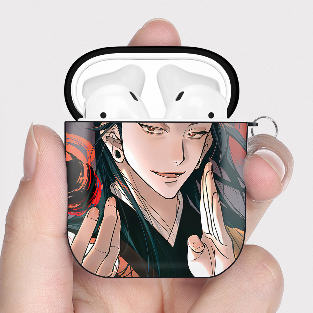 （画像用） 呪術廻戦 Jujutsu Kaisen AirPods 第2世代保護ケース ハードシェル ブラック 耐衝撃・防指紋・カラビナ付き