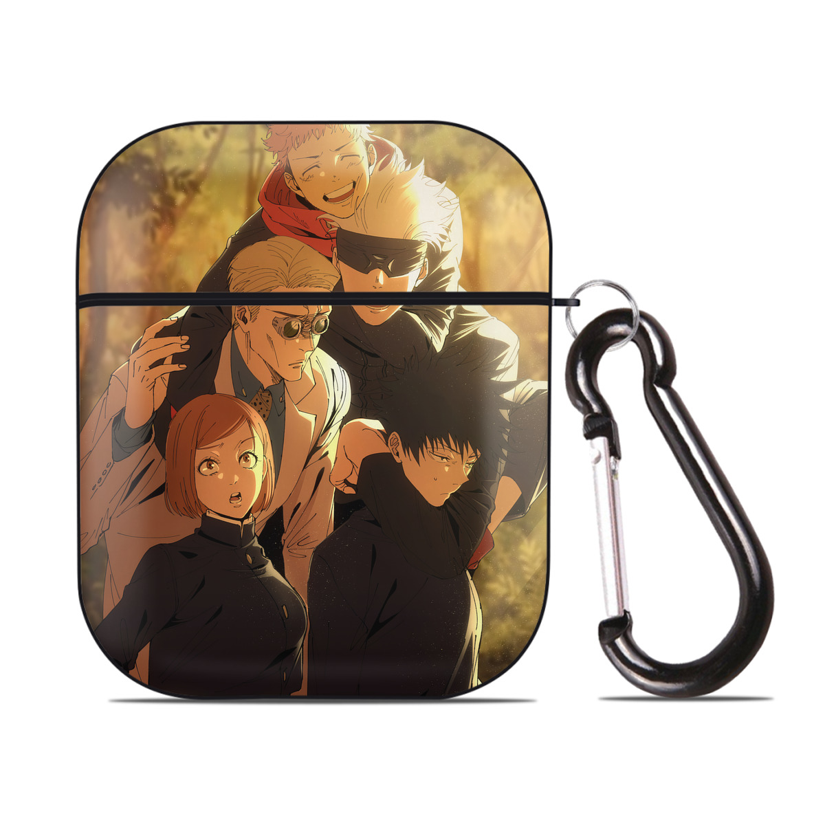 （画像用） 呪術廻戦 Jujutsu Kaisen AirPods 第2世代保護ケース ハードシェル ブラック 耐衝撃・防指紋・カラビナ付き