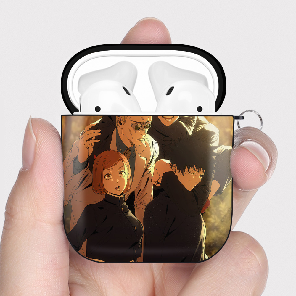（画像用） 呪術廻戦 Jujutsu Kaisen AirPods 第2世代保護ケース ハードシェル ブラック 耐衝撃・防指紋・カラビナ付き