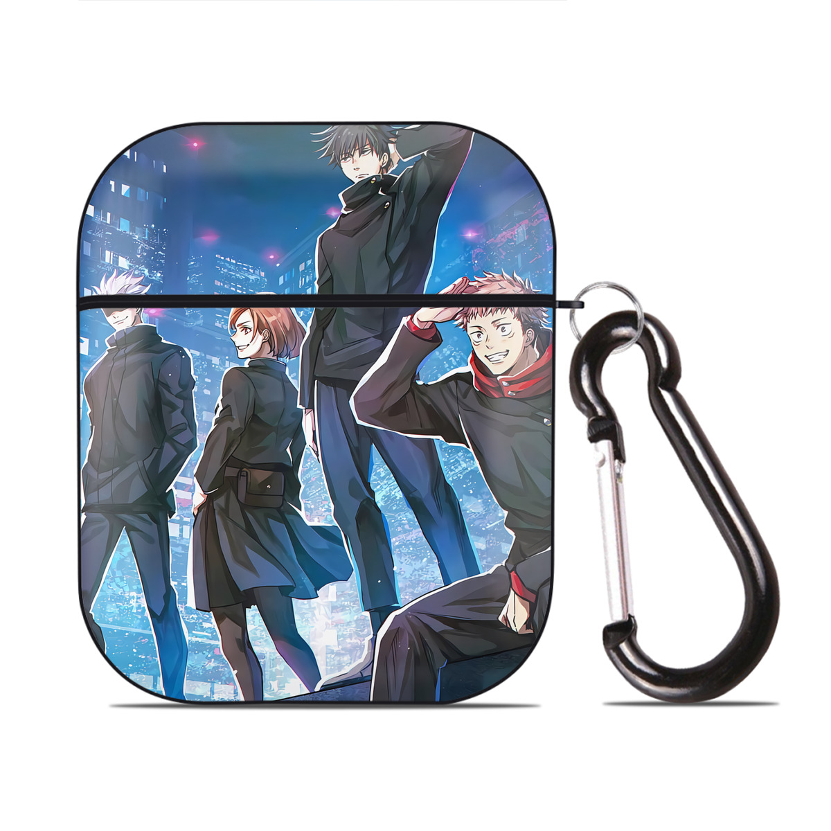 （画像用） 呪術廻戦 Jujutsu Kaisen AirPods 第2世代保護ケース ハードシェル ブラック 耐衝撃・防指紋・カラビナ付き