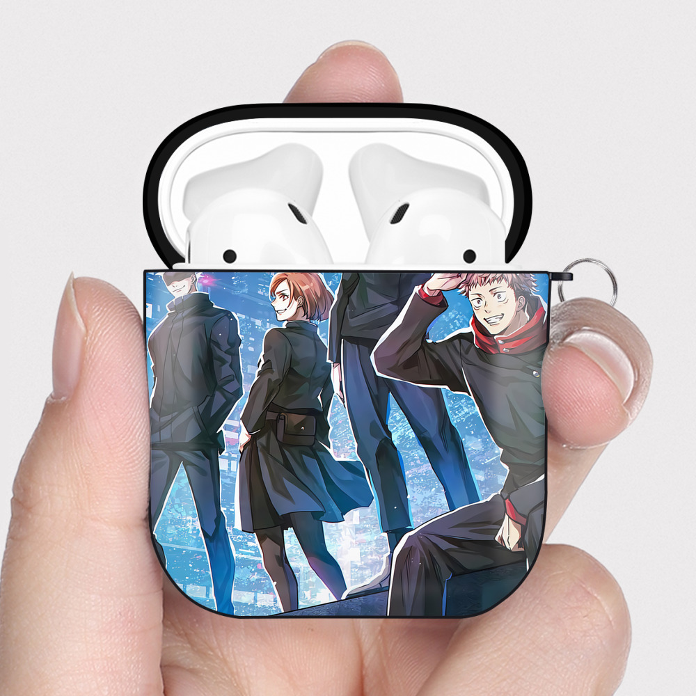（画像用） 呪術廻戦 Jujutsu Kaisen AirPods 第2世代保護ケース ハードシェル ブラック 耐衝撃・防指紋・カラビナ付き