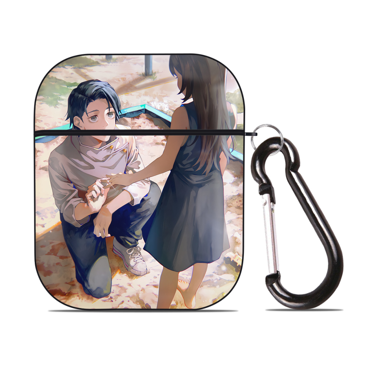 （画像用） 呪術廻戦 Jujutsu Kaisen AirPods 第2世代保護ケース ハードシェル ブラック 耐衝撃・防指紋・カラビナ付き