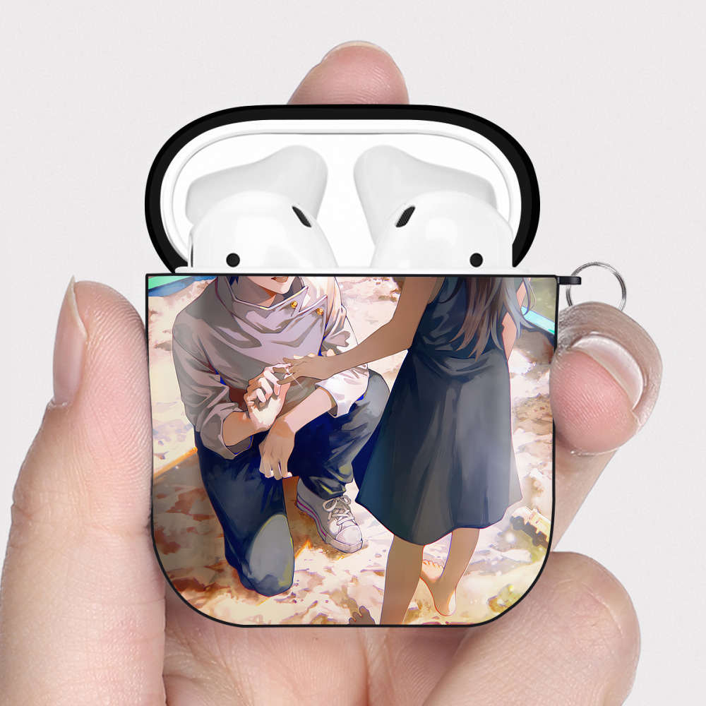 （画像用） 呪術廻戦 Jujutsu Kaisen AirPods 第2世代保護ケース ハードシェル ブラック 耐衝撃・防指紋・カラビナ付き