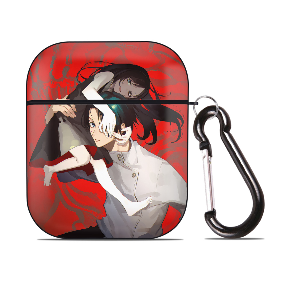 （画像用） 呪術廻戦 Jujutsu Kaisen AirPods 第2世代保護ケース ハードシェル ブラック 耐衝撃・防指紋・カラビナ付き