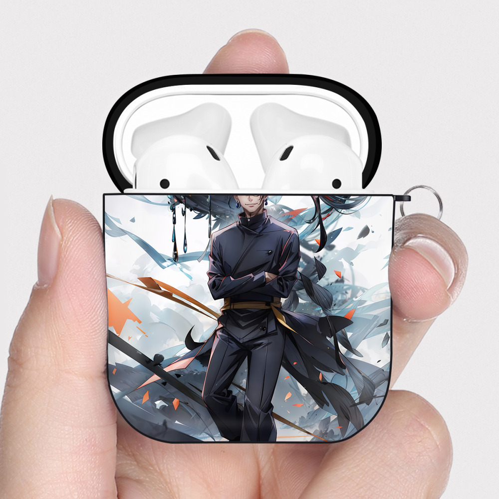 （画像用） 呪術廻戦 Jujutsu Kaisen AirPods 第2世代保護ケース ハードシェル ブラック 耐衝撃・防指紋・カラビナ付き