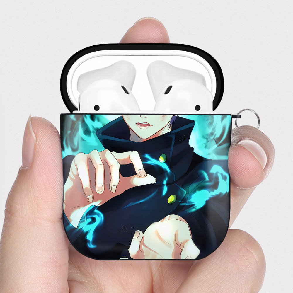 （画像用） 呪術廻戦 Jujutsu Kaisen AirPods 第2世代保護ケース ハードシェル ブラック 耐衝撃・防指紋・カラビナ付き