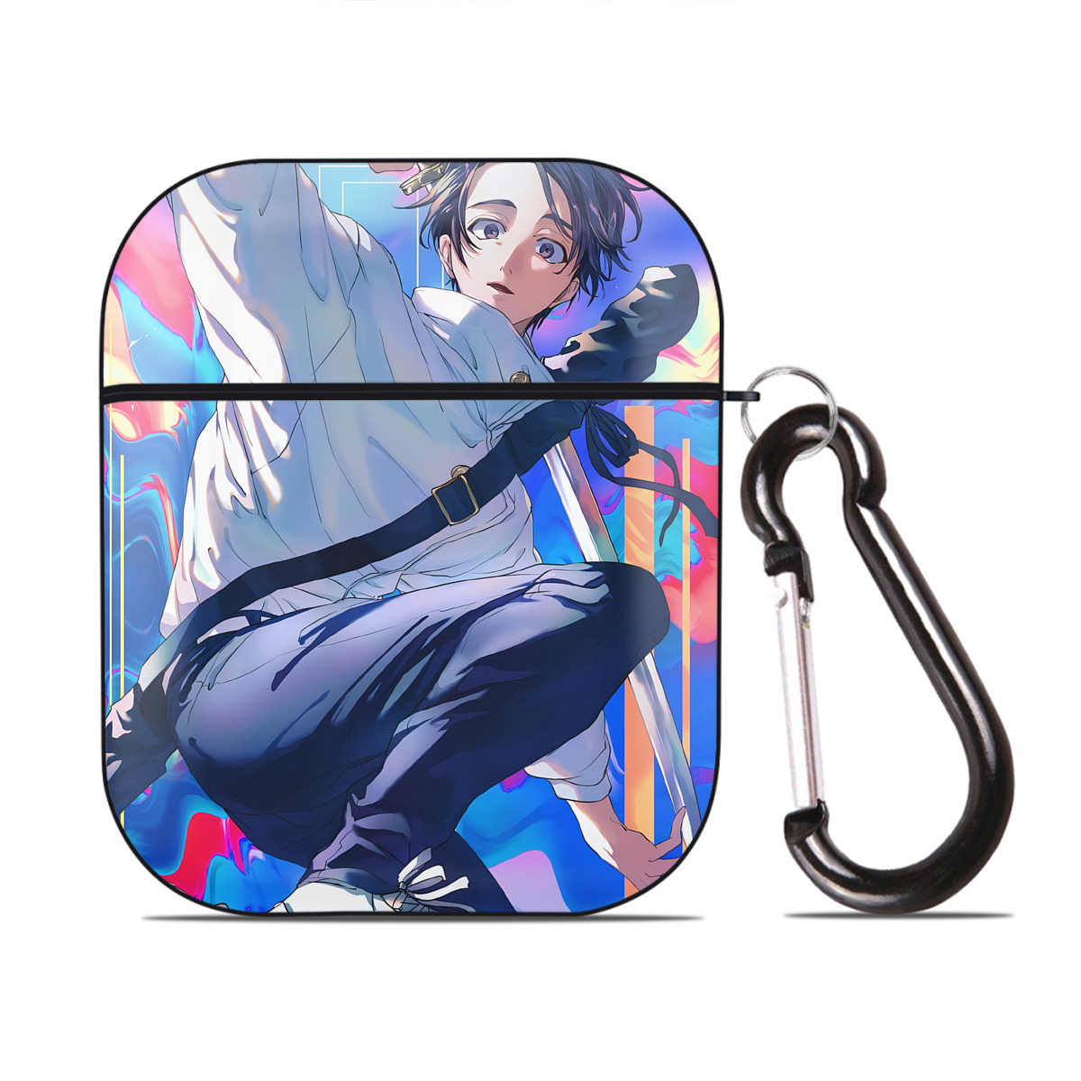 （画像用） 呪術廻戦 Jujutsu Kaisen AirPods 第2世代保護ケース ハードシェル ブラック 耐衝撃・防指紋・カラビナ付き