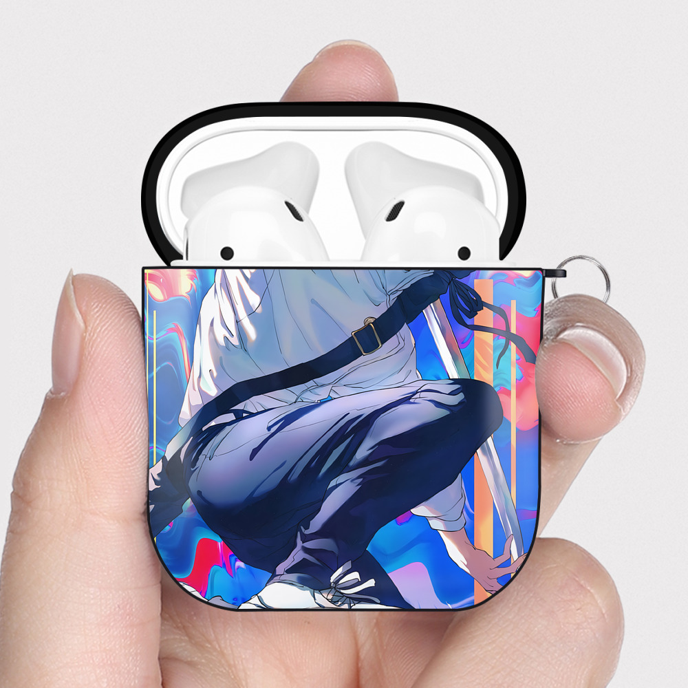 （画像用） 呪術廻戦 Jujutsu Kaisen AirPods 第2世代保護ケース ハードシェル ブラック 耐衝撃・防指紋・カラビナ付き