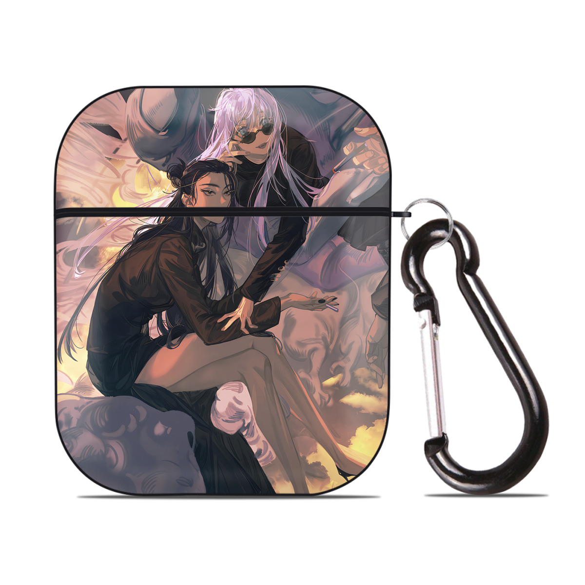 （画像用） 呪術廻戦 Jujutsu Kaisen AirPods 第2世代保護ケース ハードシェル ブラック 耐衝撃・防指紋・カラビナ付き