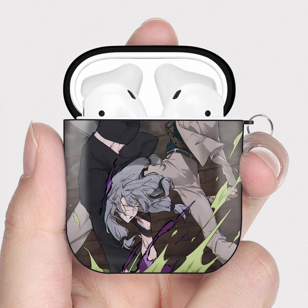 （画像用） 呪術廻戦 Jujutsu Kaisen AirPods 第2世代保護ケース ハードシェル ブラック 耐衝撃・防指紋・カラビナ付き