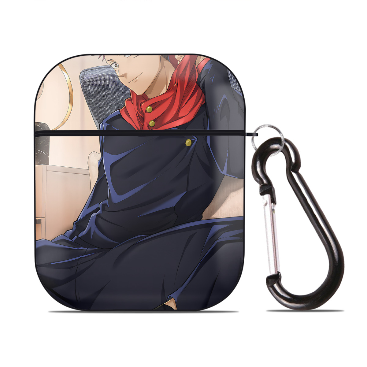 （画像用） 呪術廻戦 Jujutsu Kaisen AirPods 第2世代保護ケース ハードシェル ブラック 耐衝撃・防指紋・カラビナ付き