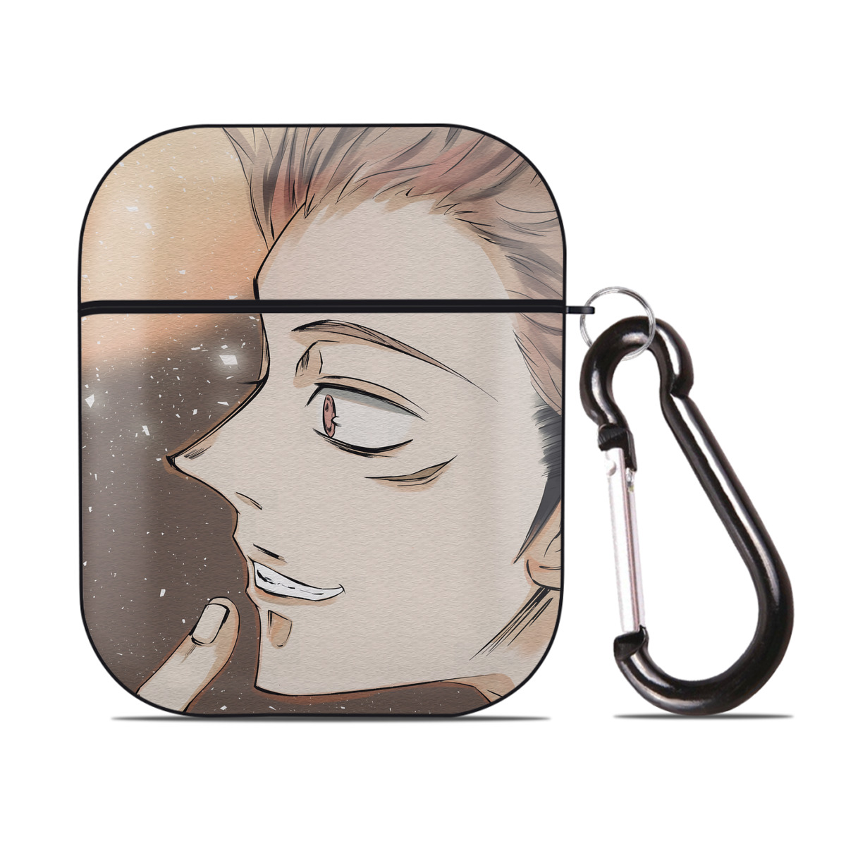 （画像用） 呪術廻戦 Jujutsu Kaisen AirPods 第2世代保護ケース ハードシェル ブラック 耐衝撃・防指紋・カラビナ付き