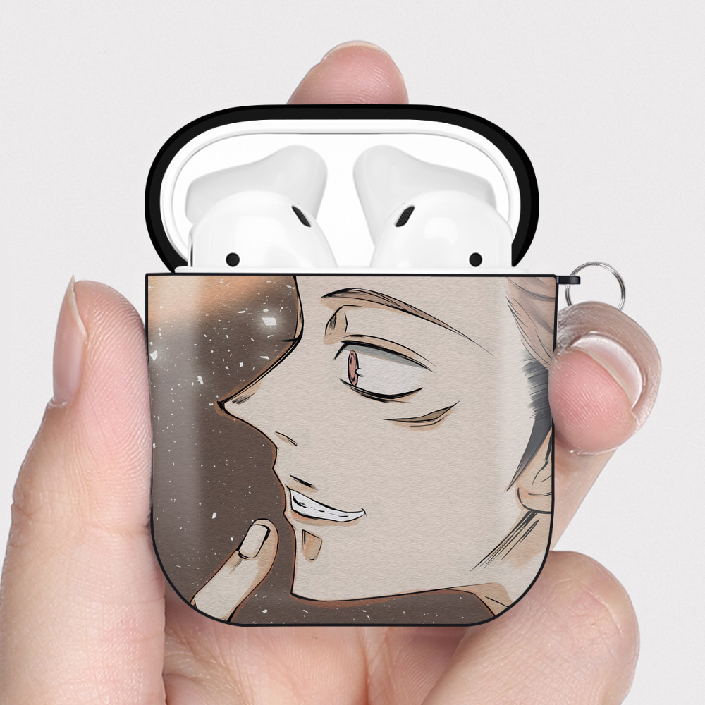 （画像用） 呪術廻戦 Jujutsu Kaisen AirPods 第2世代保護ケース ハードシェル ブラック 耐衝撃・防指紋・カラビナ付き
