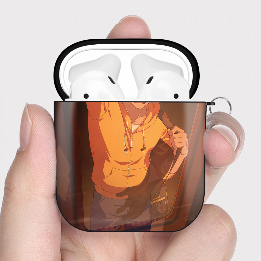 （画像用） 呪術廻戦 Jujutsu Kaisen AirPods 第2世代保護ケース ハードシェル ブラック 耐衝撃・防指紋・カラビナ付き