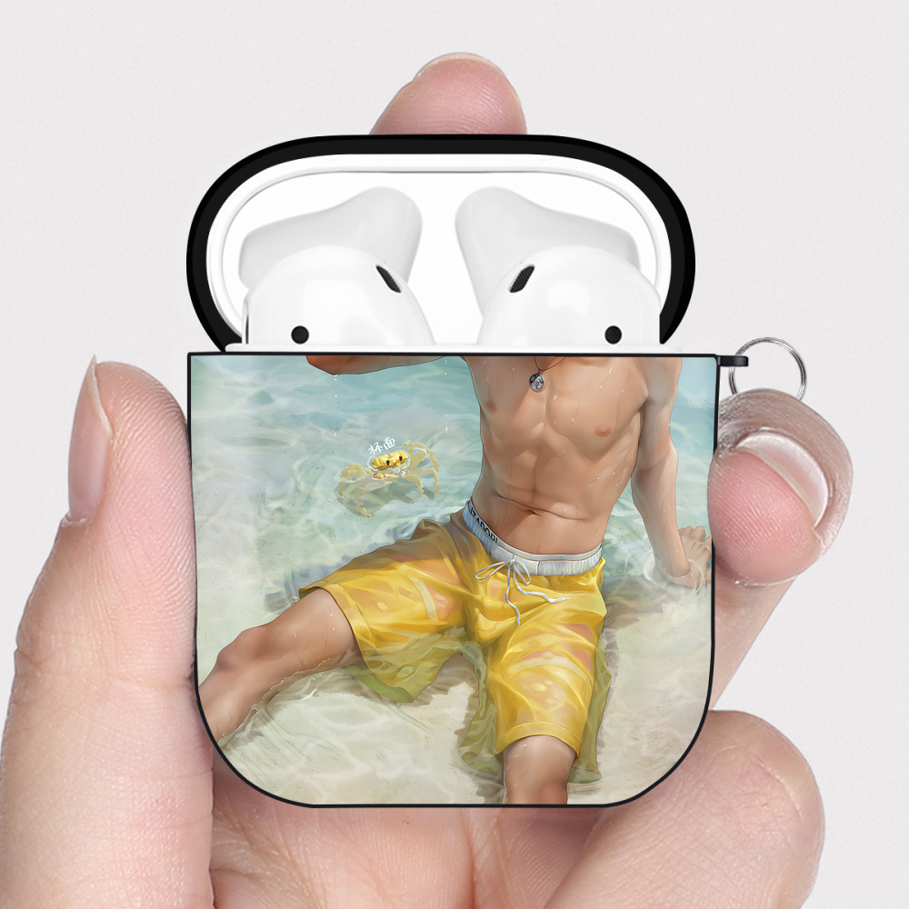 （画像用） 呪術廻戦 Jujutsu Kaisen AirPods 第2世代保護ケース ハードシェル ブラック 耐衝撃・防指紋・カラビナ付き